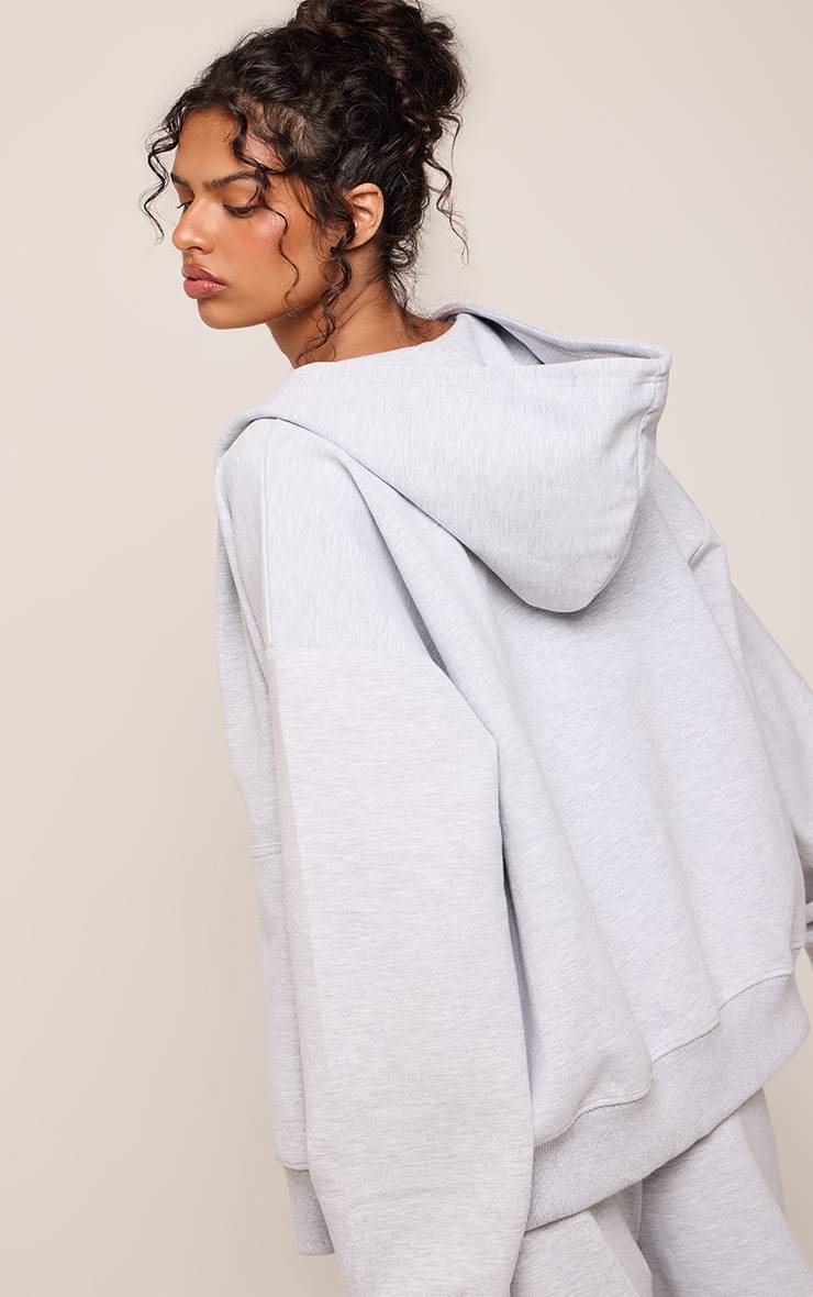 Gris Chiné Sweat À Casynthétiqueche Zippé Double Fermeture En Jersey Interlock