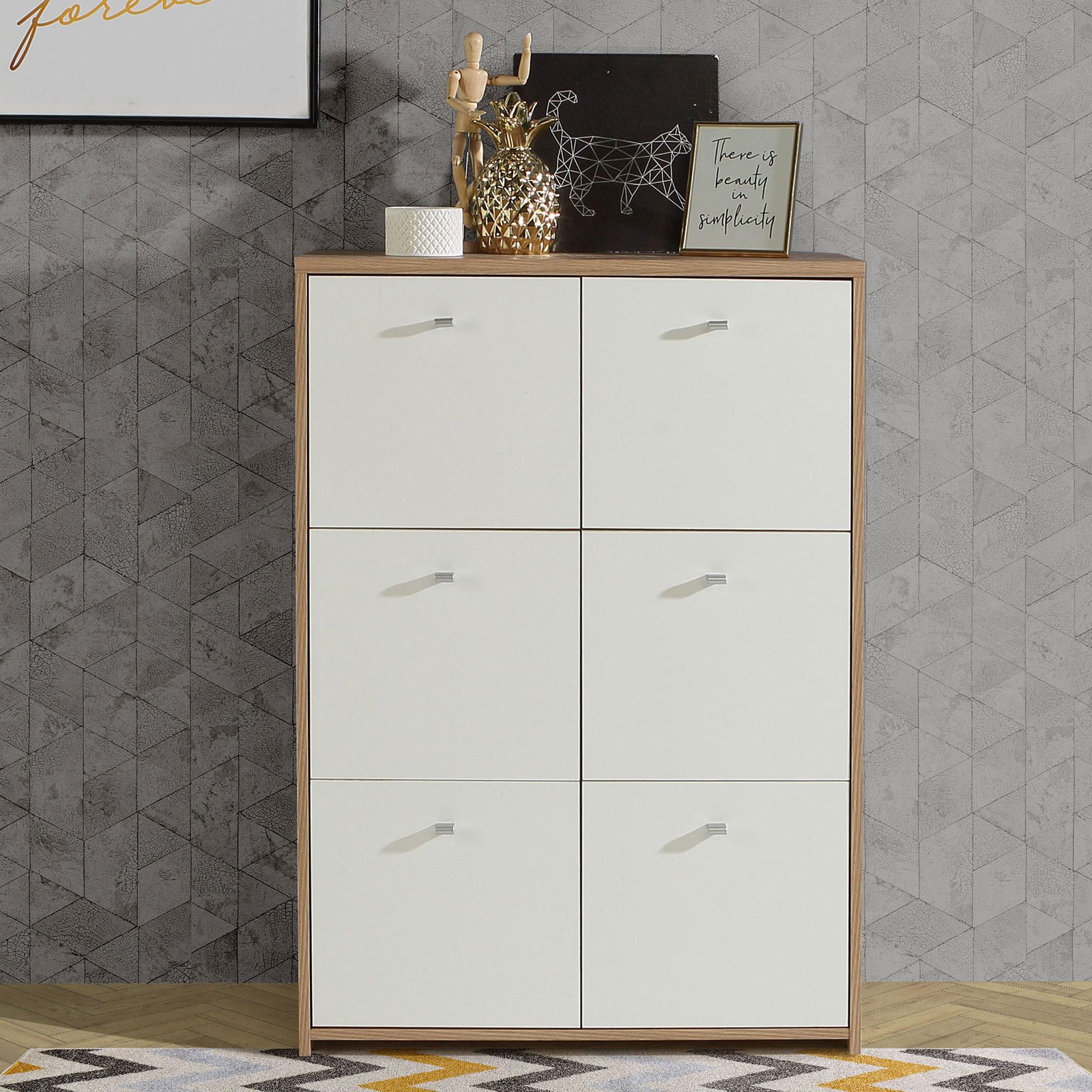 Kommode - Artisan Eiche-weiß - 77 cm breit - 6 Türen