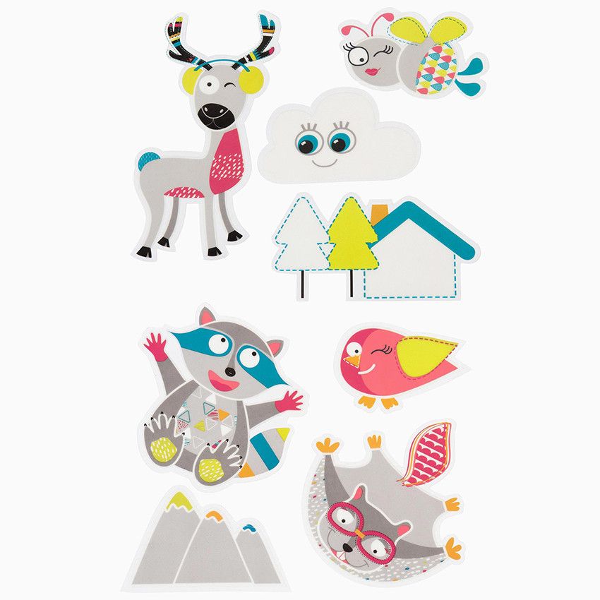 Set de 2 pares-soleil auto avec stickers montagne - Ecru