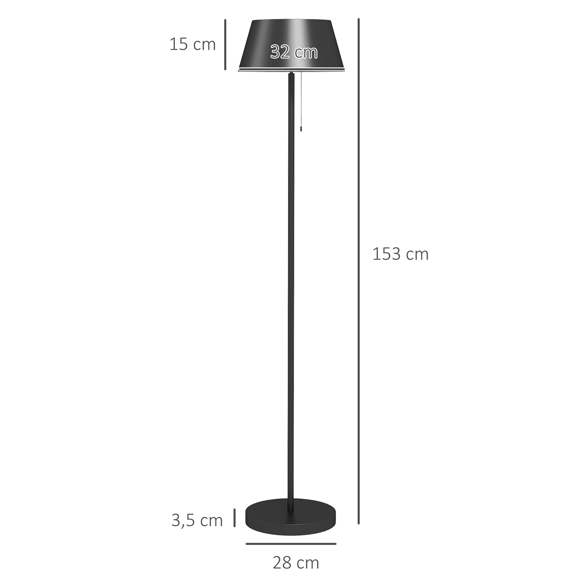 HOMCOM Stehleuchte mit LED für buntes und warmweißes Licht schwarz 32L x 32B x 153H cm