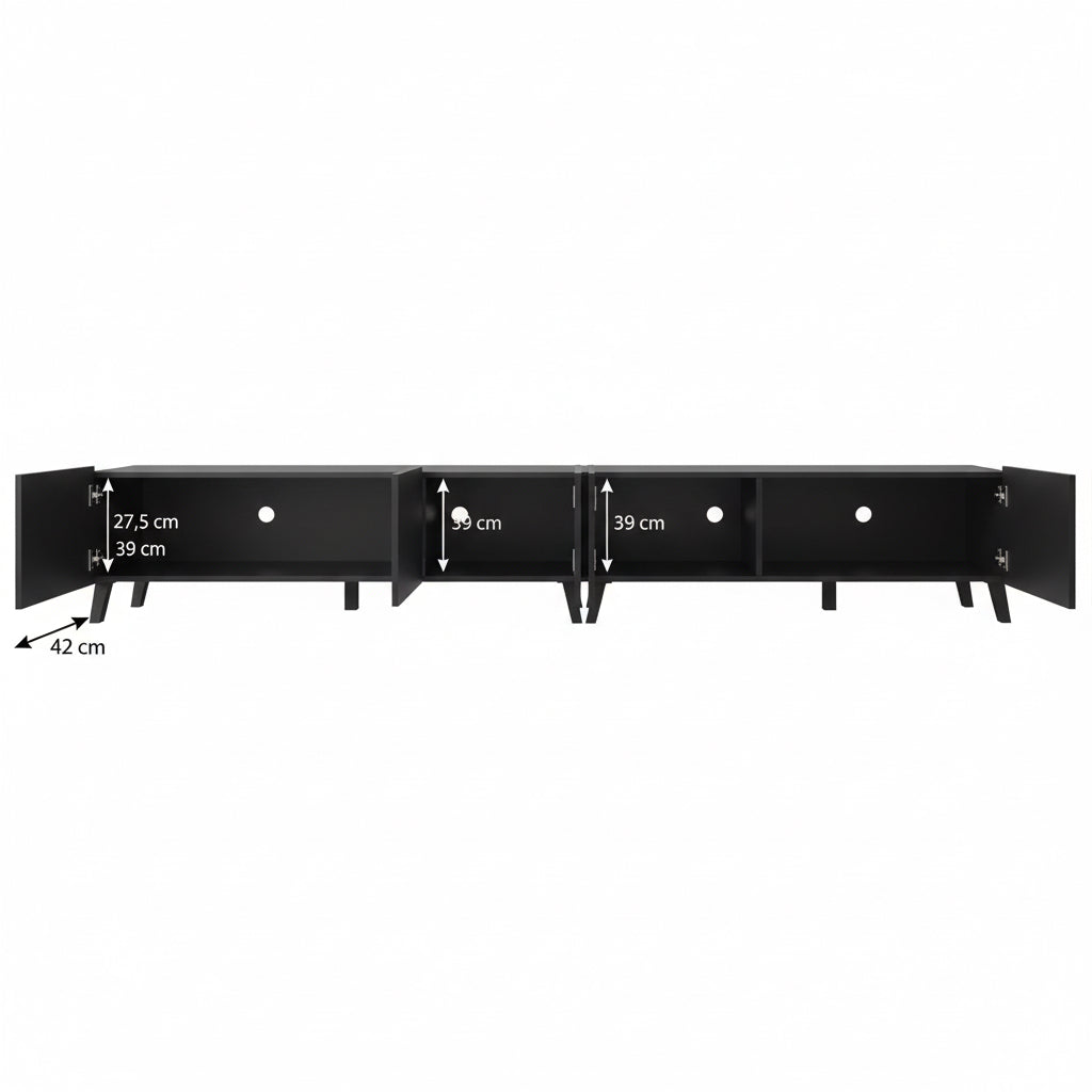 Pepinos 2 - TV-Meubel - Mat zwart - 300x42x44 cm