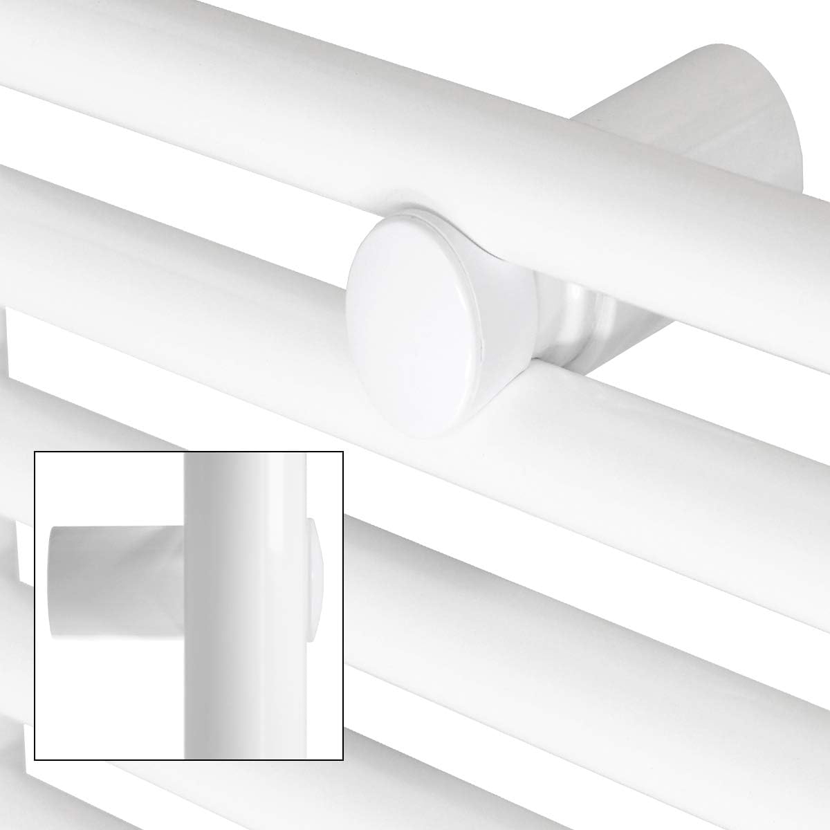 ECD Germany Badheizkörper Elektrisch 500 x 800 mm mit Heizstab 600W ECO Weiß gebogen mit Seitenanschluss - Design Heizkörper Handtuchwärmer Handtuchtrockner Handtuchheizkörper Handtuchheizung Heizung