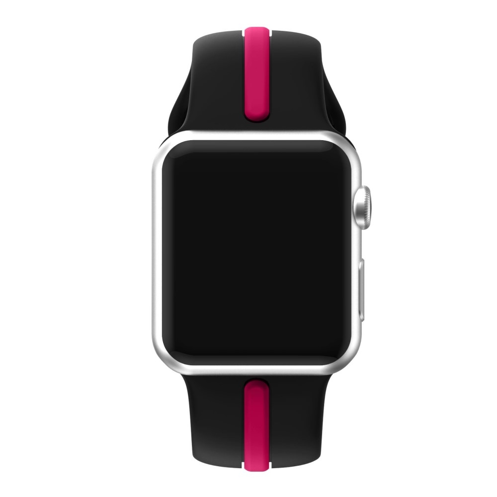 Apple Watch (42/41/40/38 mm) Ersatz Silikon Armband Dual Color - Schwarz / Pink