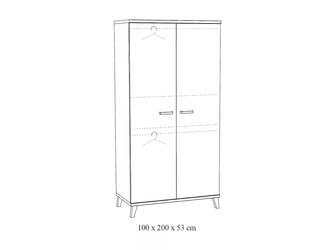 Armoire robuste pour chambre d'enfant 2 portes collection DANAÉ coloris chêne clair.