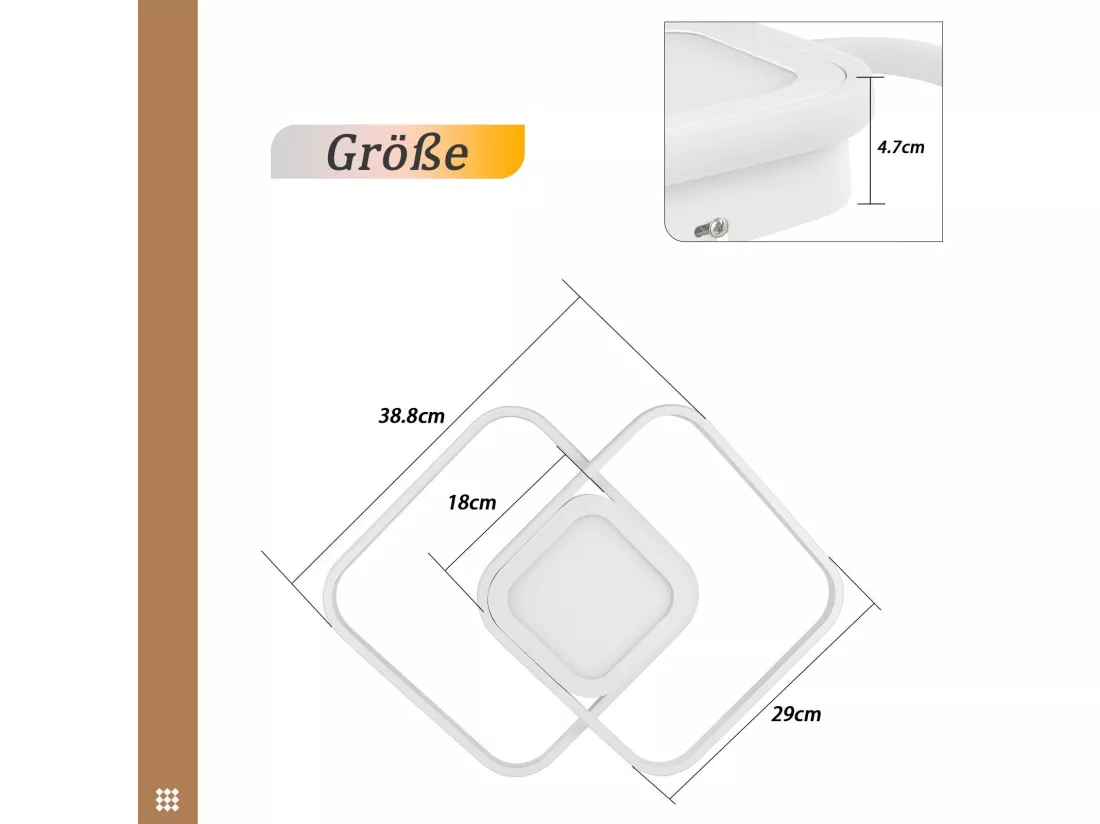 NETTLIFE Plafonnier LED 48W Métal Blanc Dimmable Moderne avec Télécommande pour Chambre Salon Cuisine Salle à Manger