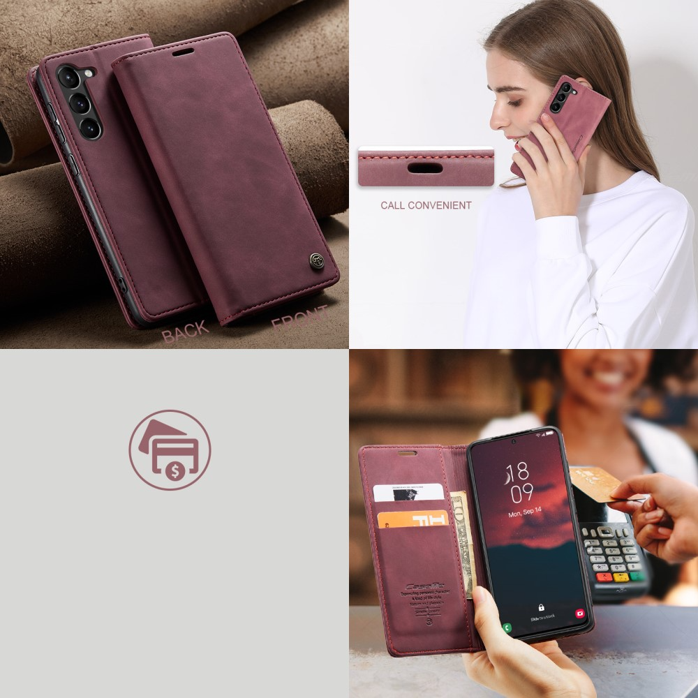 Samsung Galaxy S23 5G Leder Tasche Flip Wallet Etui mit Kartenfächern - Rot