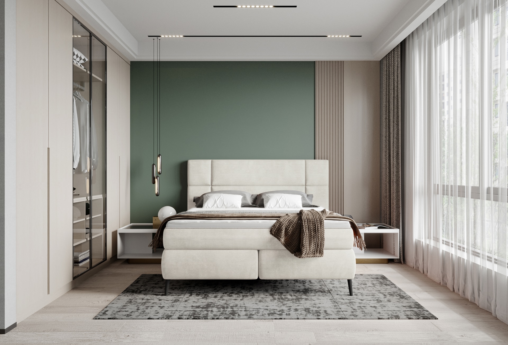 Boxspringbett LUCIO 180 x 200 cm cremeweiß
