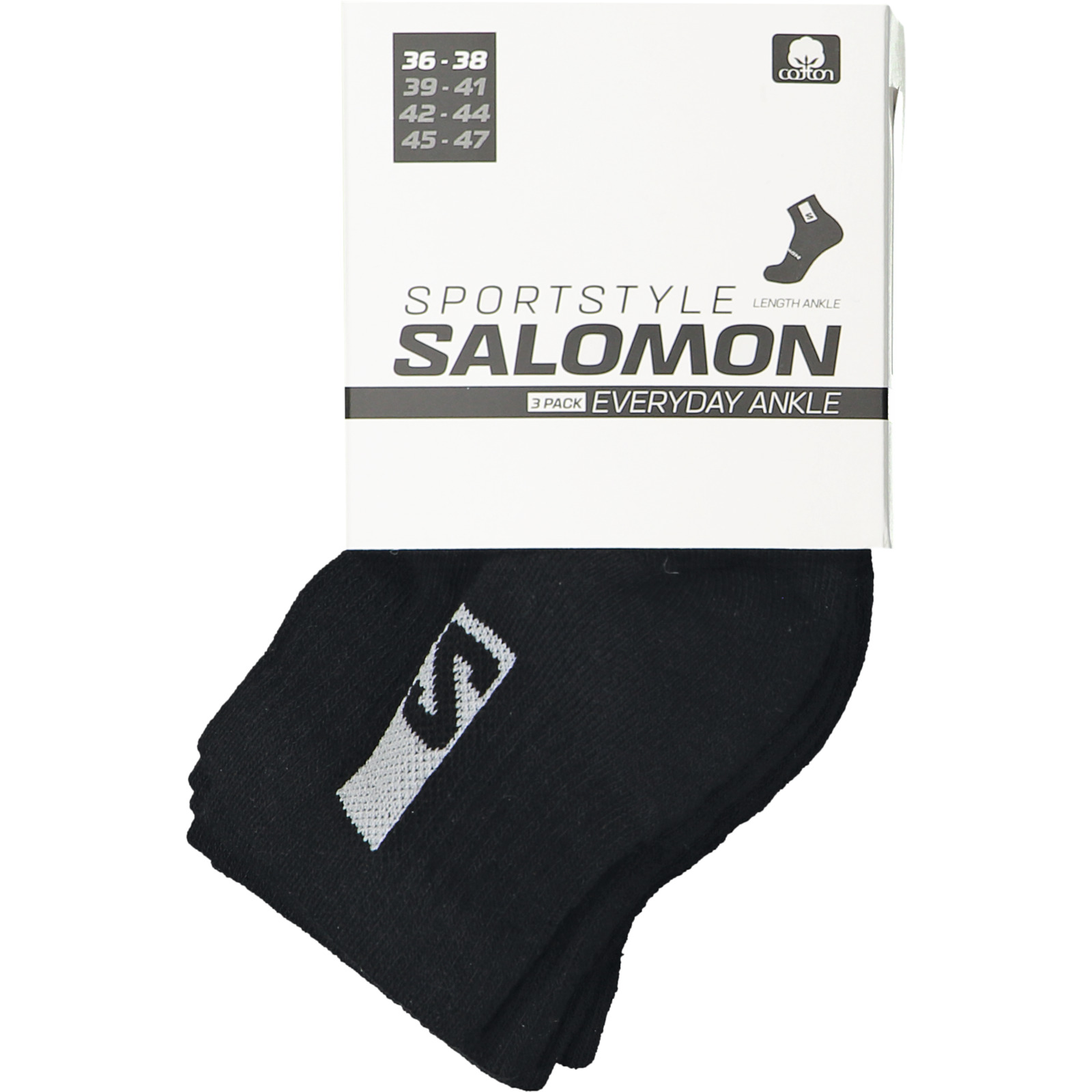 Salomon Erwachsenen-Socken Everyday Ankle, 3 Paar 42-44, schwarz