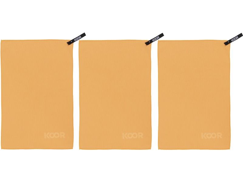 KOOR Handtuch Silva Onda Arancia 3er-Pack S 35 x 55 cm Outdoor-Handtücher mit Silber-Ionen Veredelung