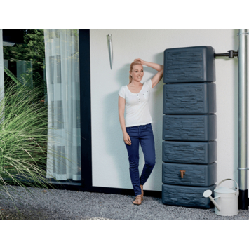 4Rain regenton Slim granietlook kunststof 300 L