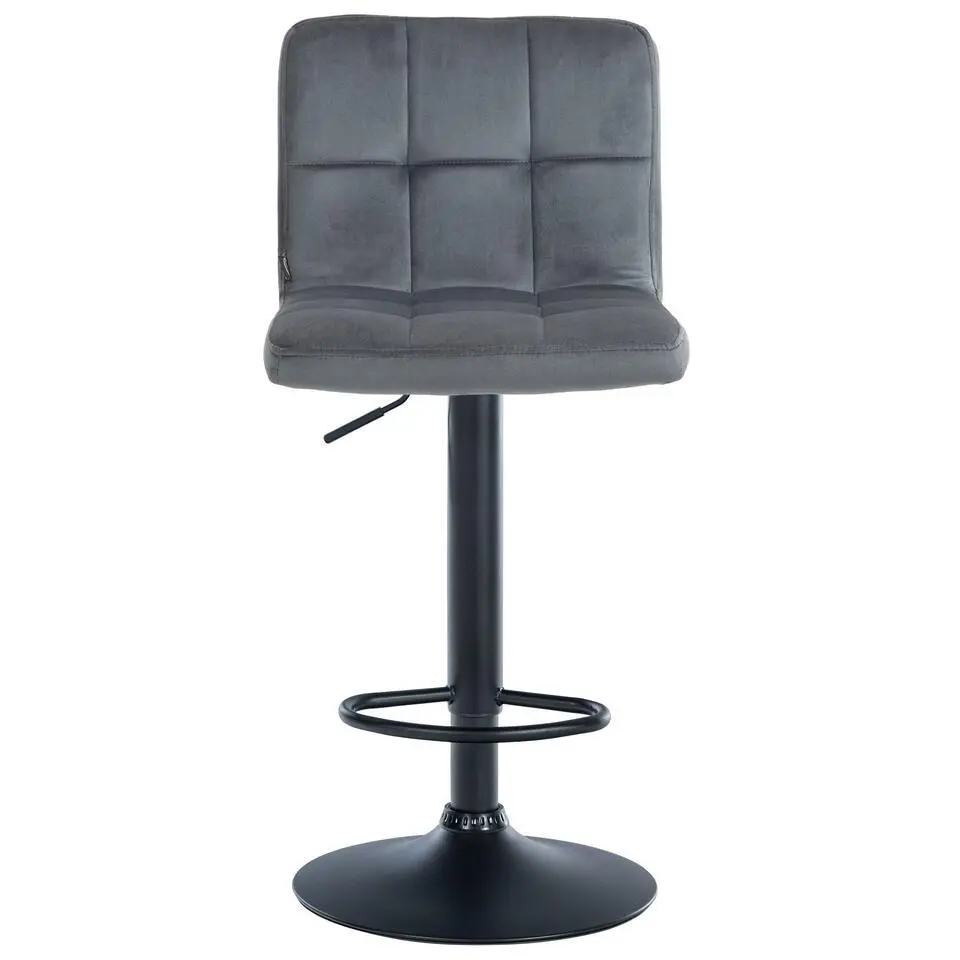 CLP Set van 2 Barkruk Peru zwart Frame - Fluweel - donkergrijs