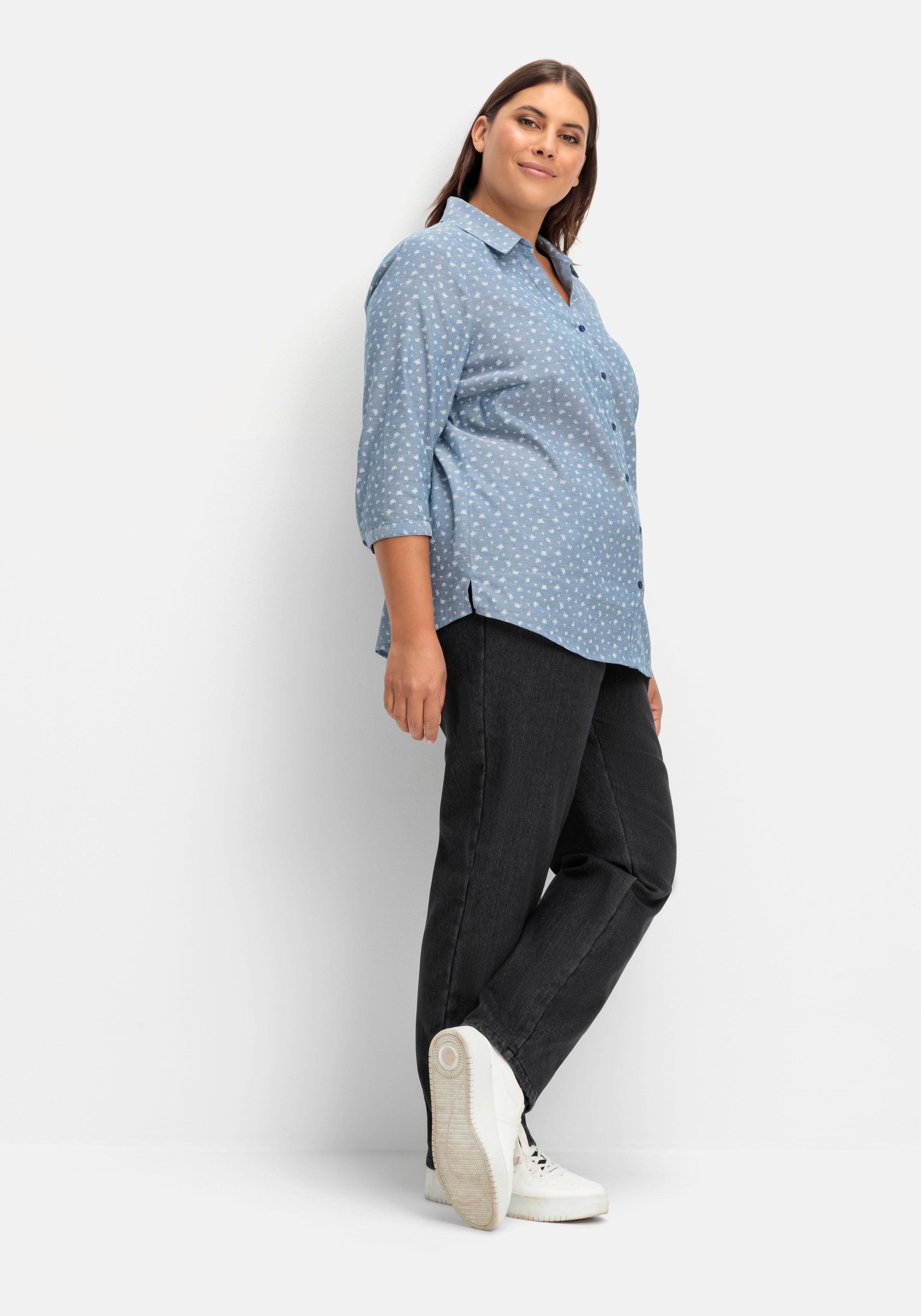 Bluse in Jeansoptik mit Schmetterlingsprint