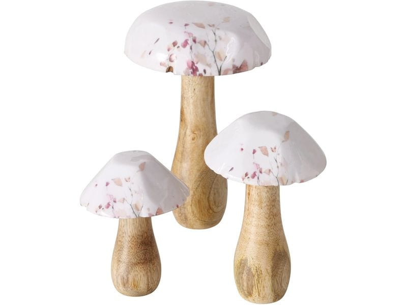Boltze Aufsteller Pilze Bernada 3er Set Dekorative Figur aus Holz