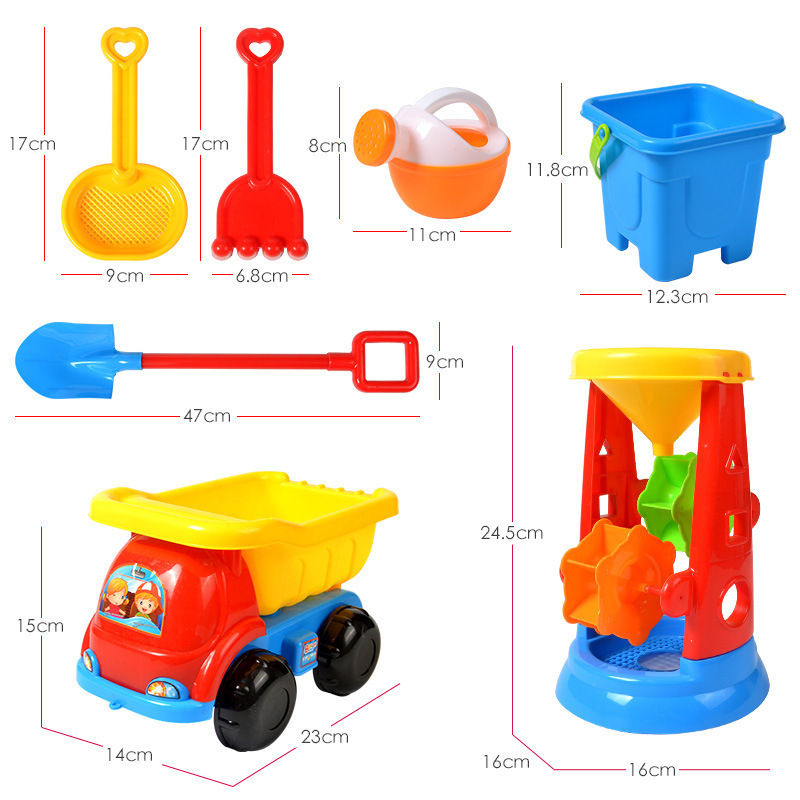 (20-tlg. Set) Kinder Sand Spielzeug Eimer Sandkasten Outdoor Spiel inkl. Fahrzeug Kipper / Förmchen / Rechen / Schaufel - Bunt