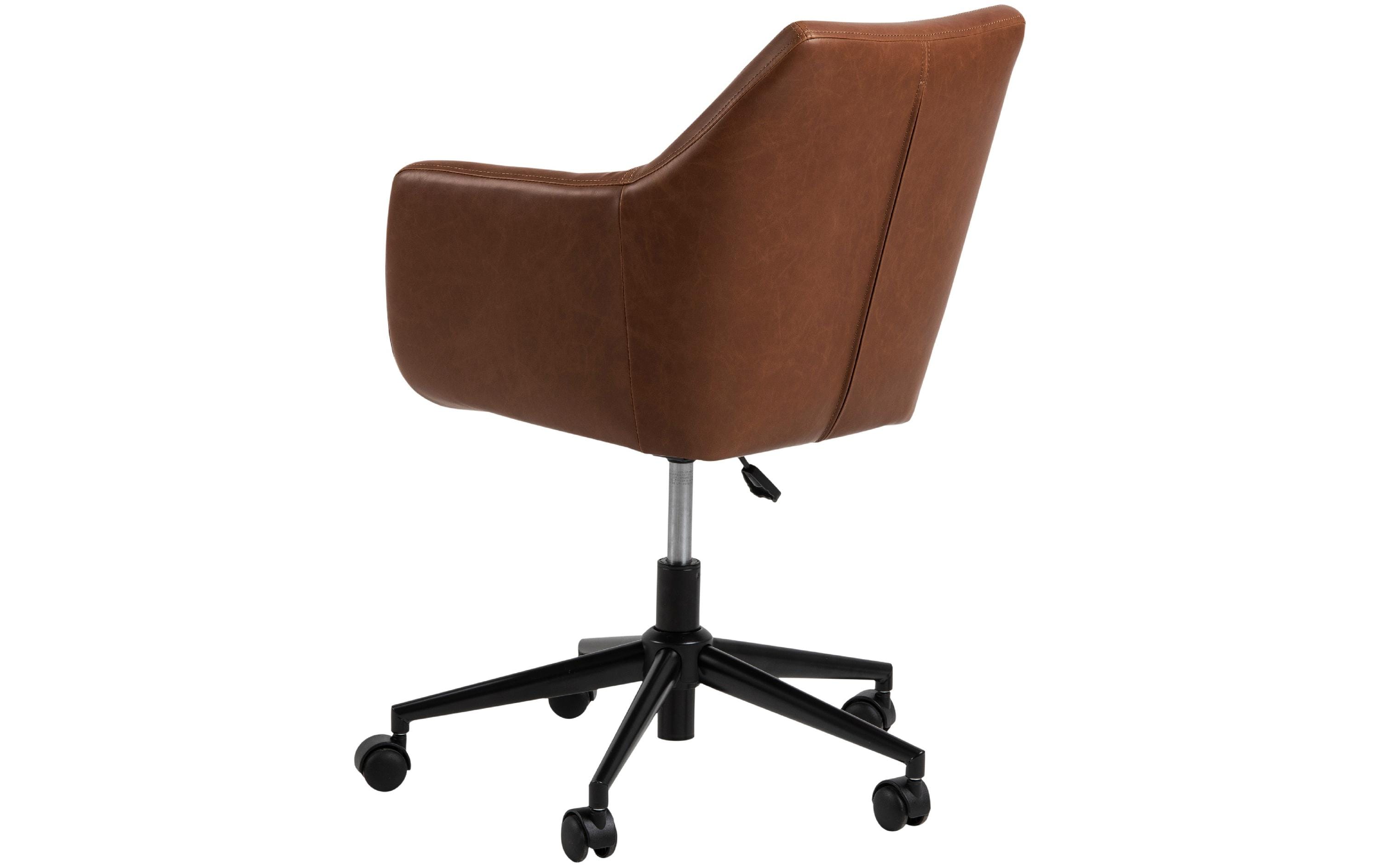 Bürostuhl Nora, mit Polsterrücken und Armlehnen, Cognac<br>Schreibtischstuhl im Leder look