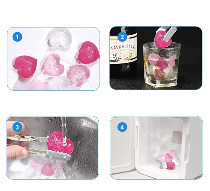 (15er Set) Wiederverwendbare Eiswürfel Form Ice Cubes für für Cocktails / Whisky / Softgetränke - Herz