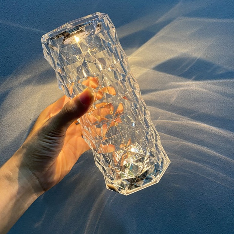 Dimmbare LED Diamant Lampe USB Home Deko Beleuchtung Nachtlicht im Kristall Design - Warmweiss / Kaltweiss