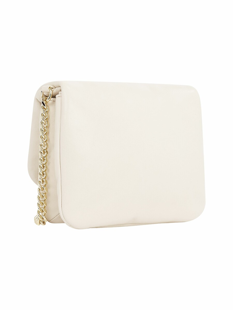 TOMMY HILFIGER<br>Bolsa de ombro com corrente em couro macio com acabamento cruzado