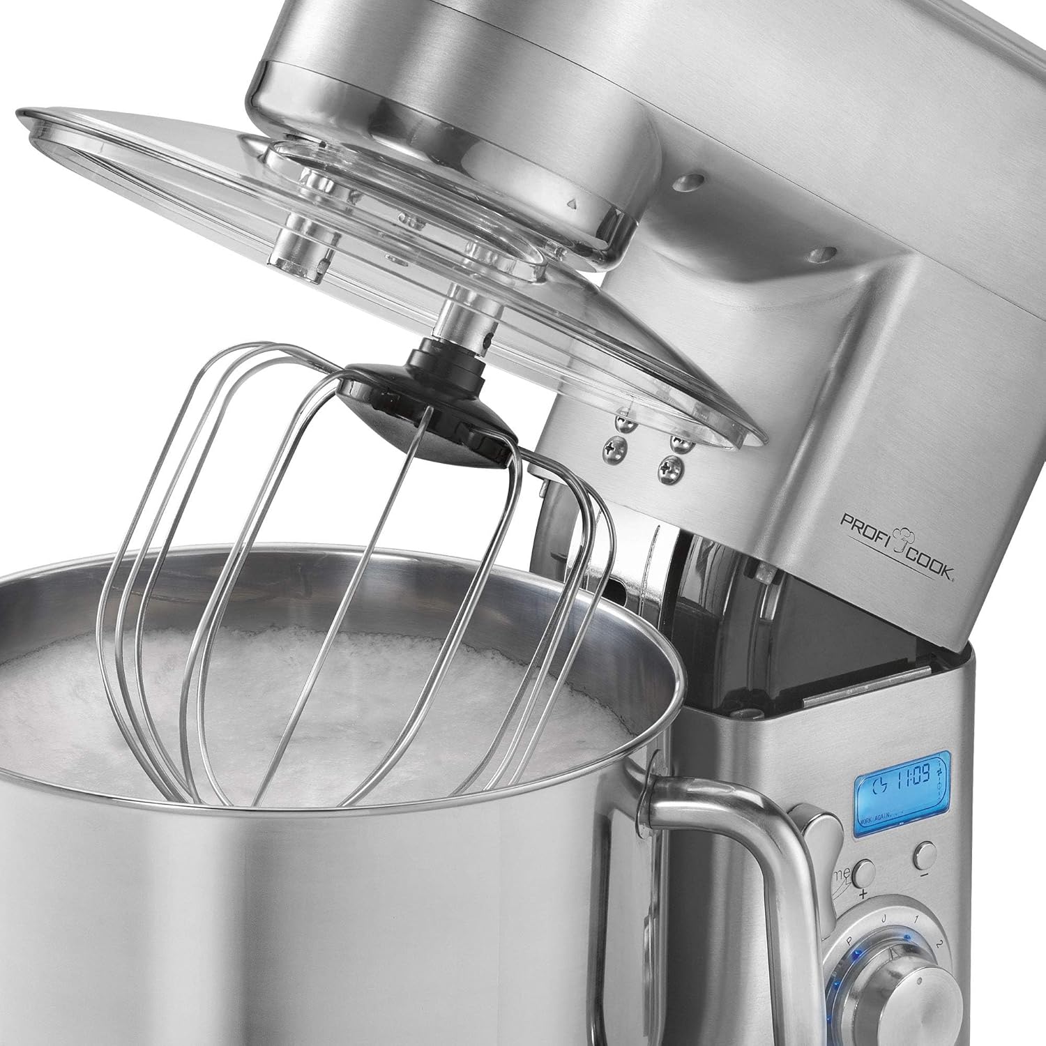 ProfiCook® Küchenmaschine mit XXXL-Edelstahlschüssel | Rühgerät 10L mit 1500W Motor | Knetmaschine inkl. Haken & Schneebesen | Teigknetmaschine Spritzschutz mit Nachfüllöffnung | PC-KM 1096