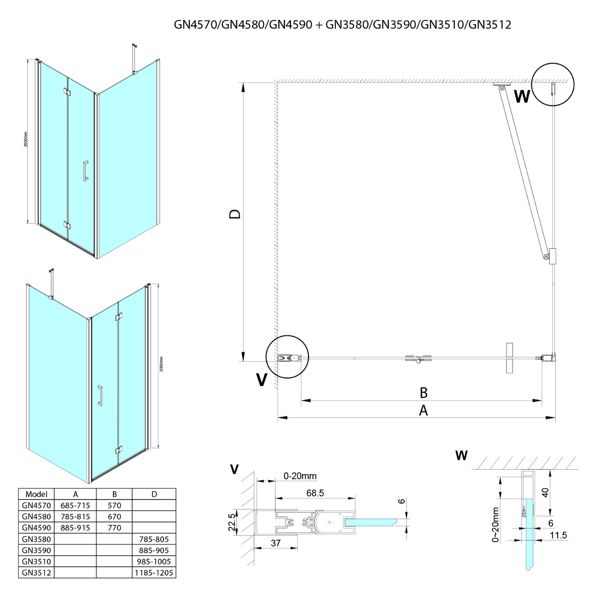 Gelco Loro zijwand 80x200cm chroom