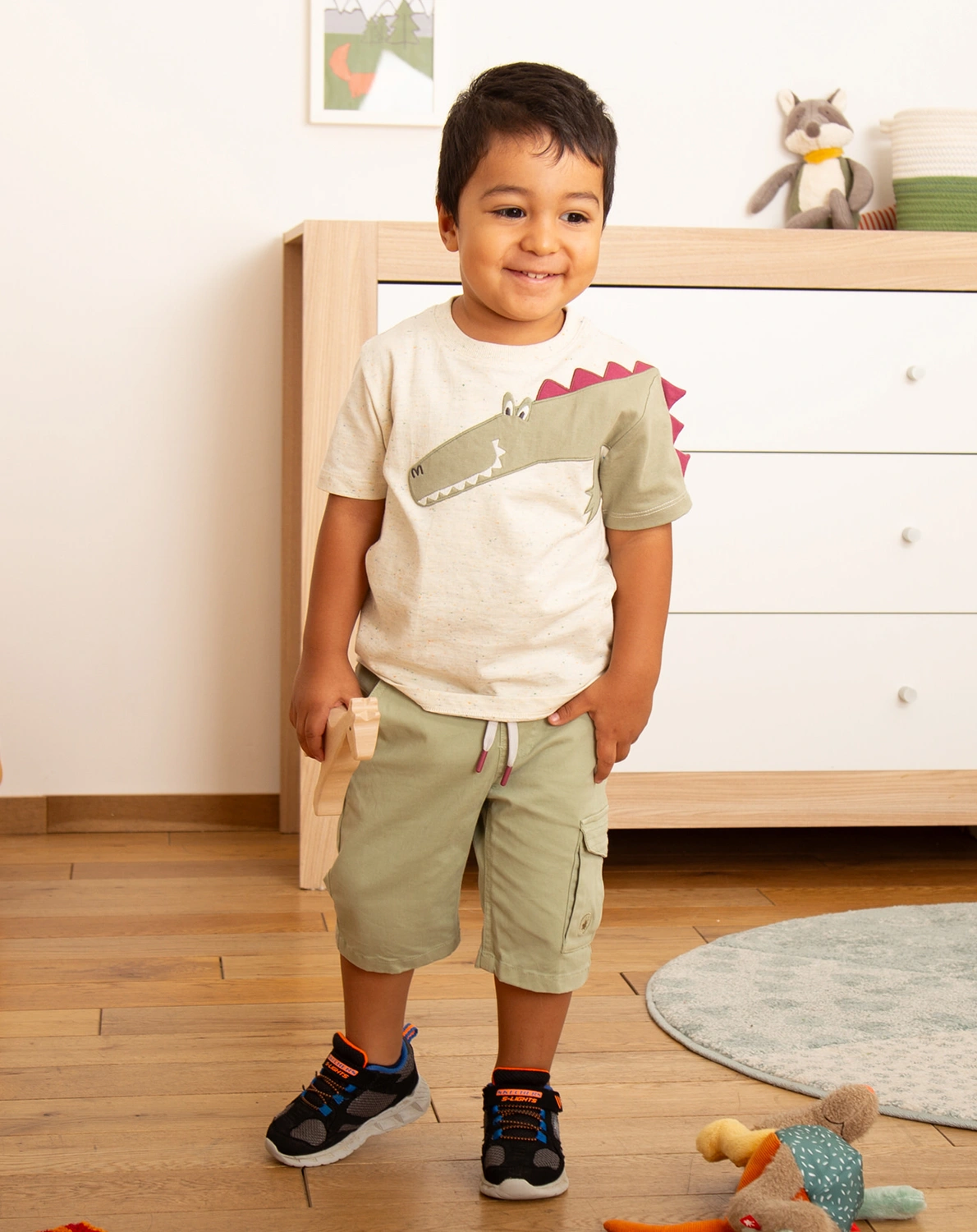 T-Shirt M - WILD CROCODILE HEAD in beige