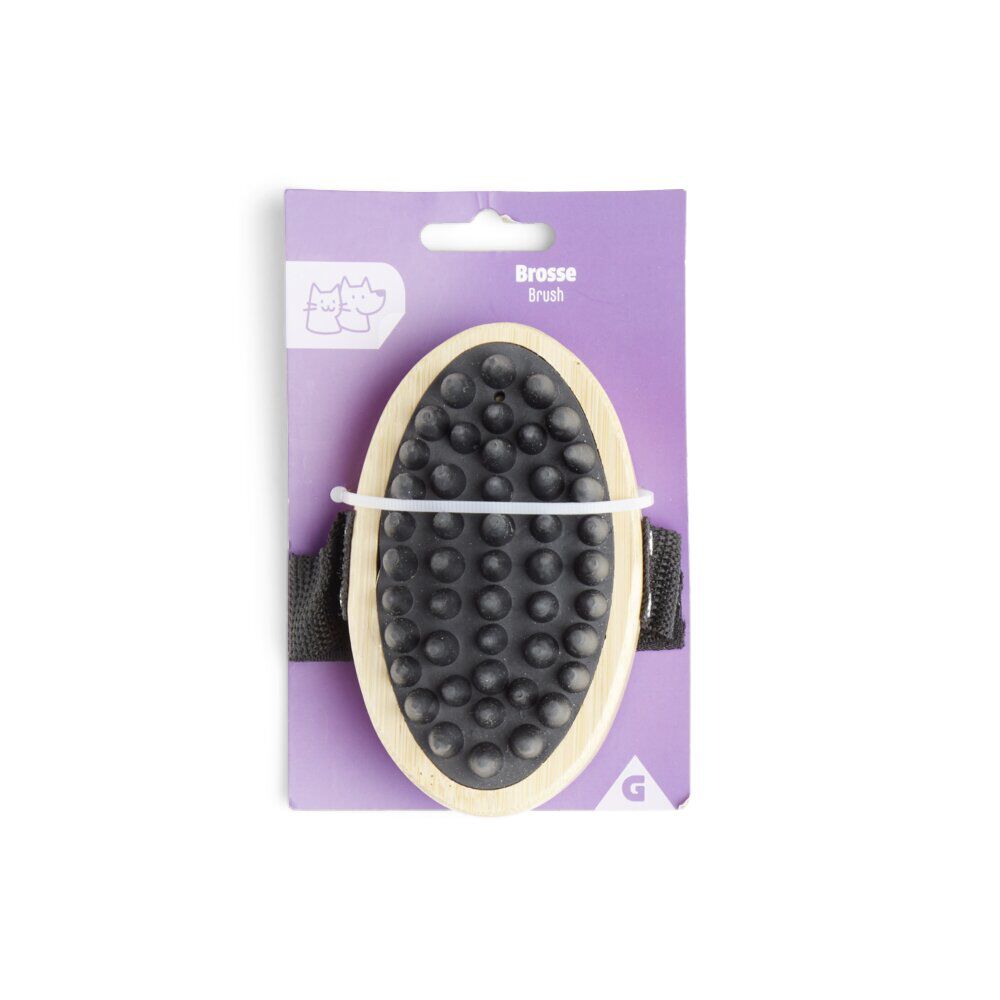 Brosse ovale pour animaux en bambou