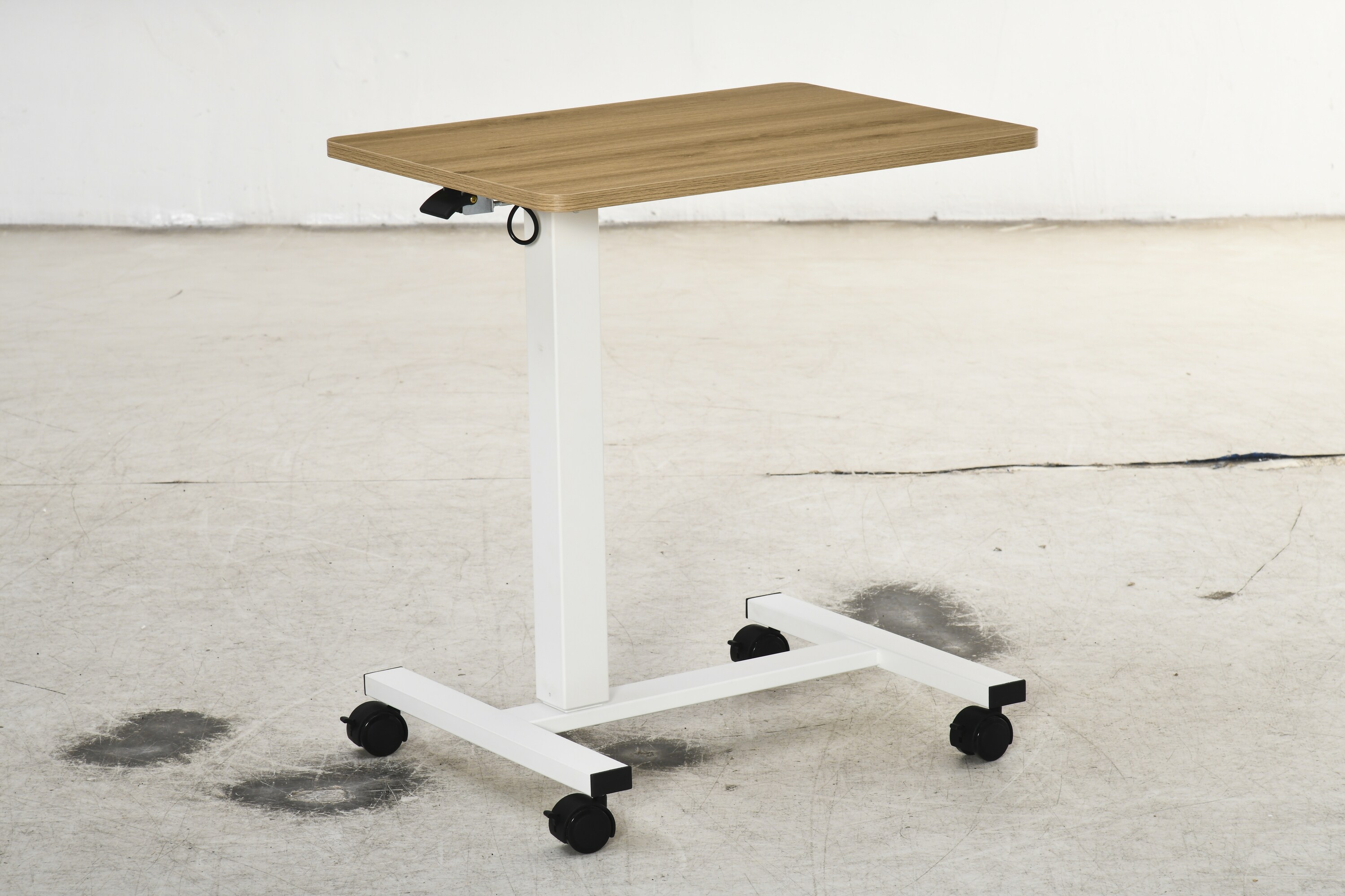 HOMCOM Stehpult mit Rollen weiß, natur 65L x 48B x 110H cm