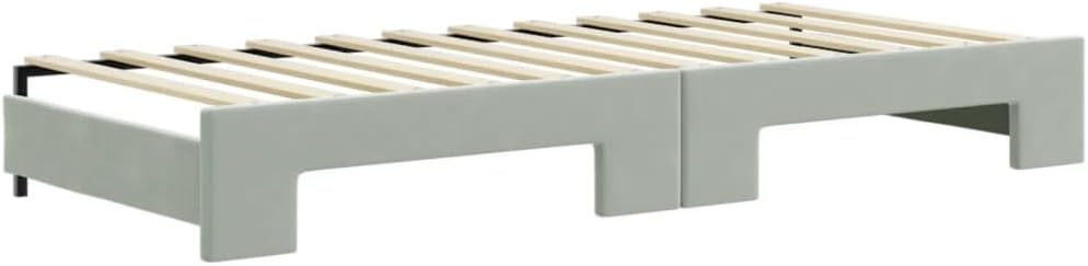 vidaXL Tagesbett, Sofabett Ausziehbar mit Schubladen, Gästebett Schlafsofa für Schlafzimmer Wohnzimmer, Sofa Ausziehbett, Hellgrau 90x200cm Samt