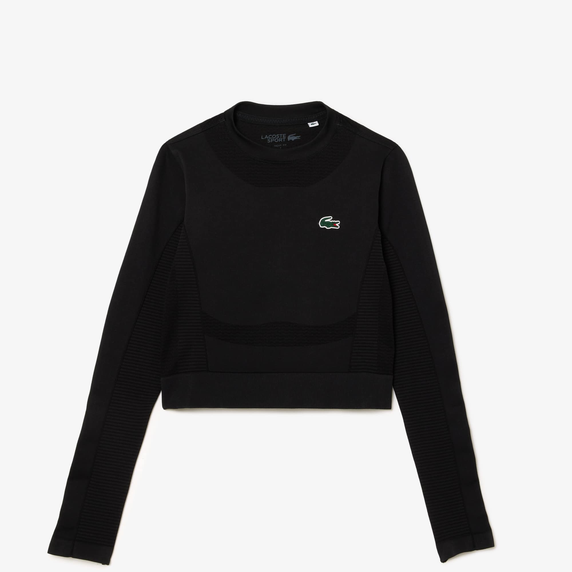 Crop top manches longues Sport sans couture T-Shirts - Noir - Lacoste - Femme