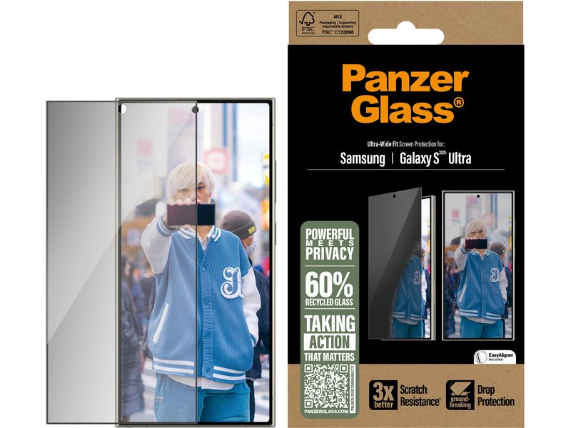 Panzerglass Displayschutz Ultra Wide Fit Privacy Galaxy S25 Display-Schutzfolie für das Samsung Galaxy S25 Ultra mit Applicator