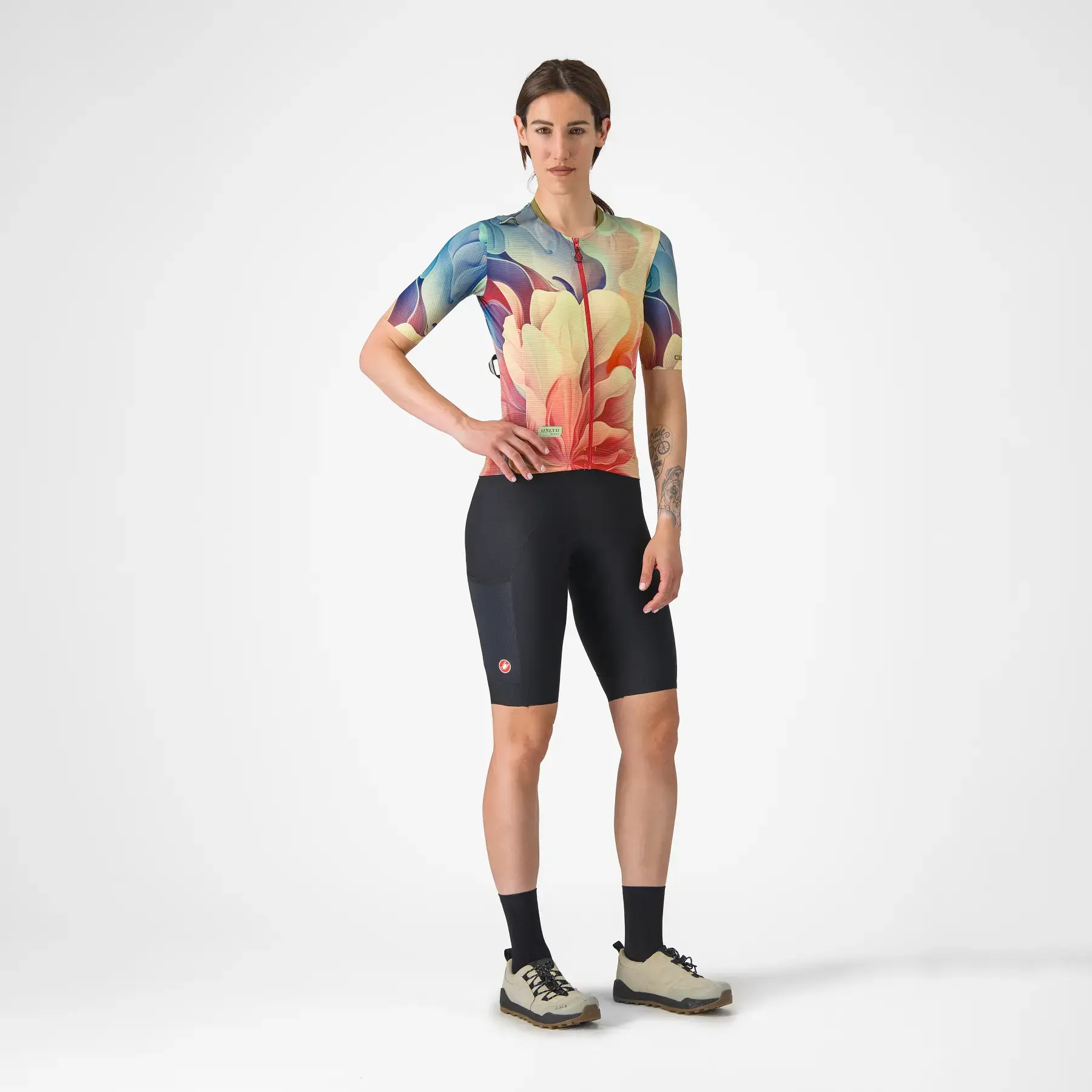 Castelli Unlimited Pro Fietsshirt Korte Mouwen Groen/Oranje Dames