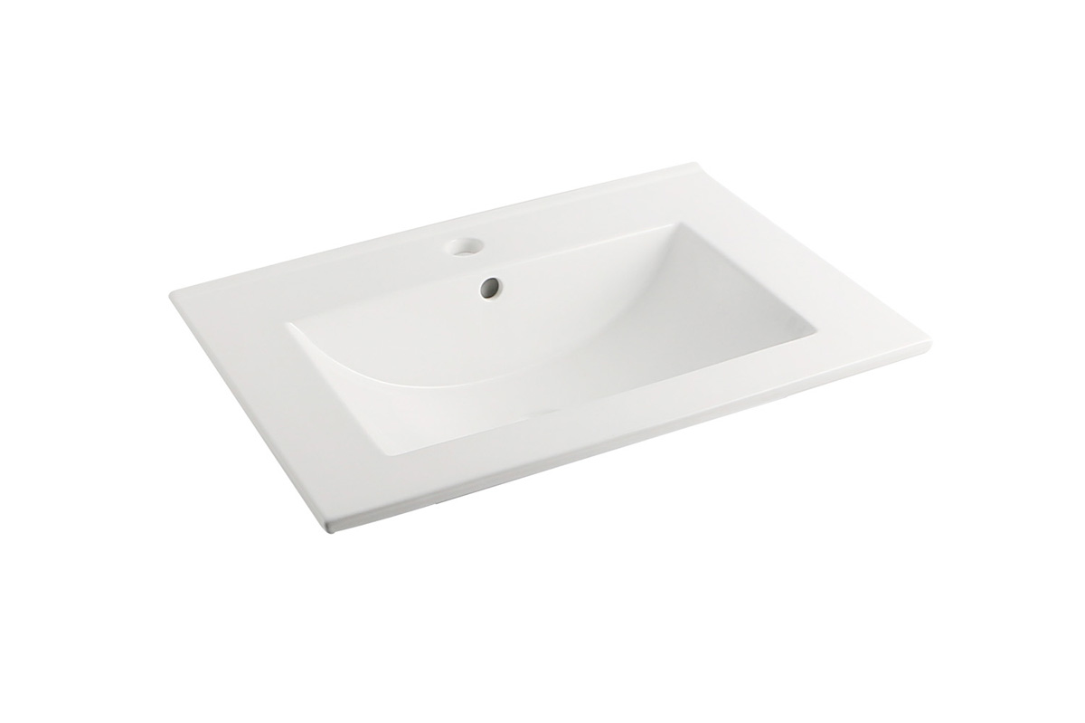 Fontana Lento wit badkamermeubel ribbelfront met witte wastafel 60cm 1 kraangat en ronde spiegel