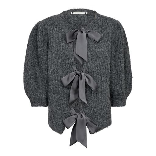 Co'Couture CoralieCC Bow Rib Cardigan, Grey Melange, M