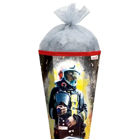 Roth Schultüte Feuerwehrmann mit Folieneffekt, 85 cm, eckig