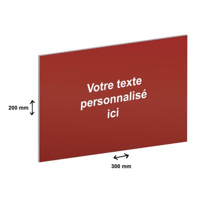 Plaque professionnelle en aluminium anodisé - personnalisée avec votre texte - 300 x 200 mm - Epaisseur 1 mm - rouge - adhésivée prête à poser