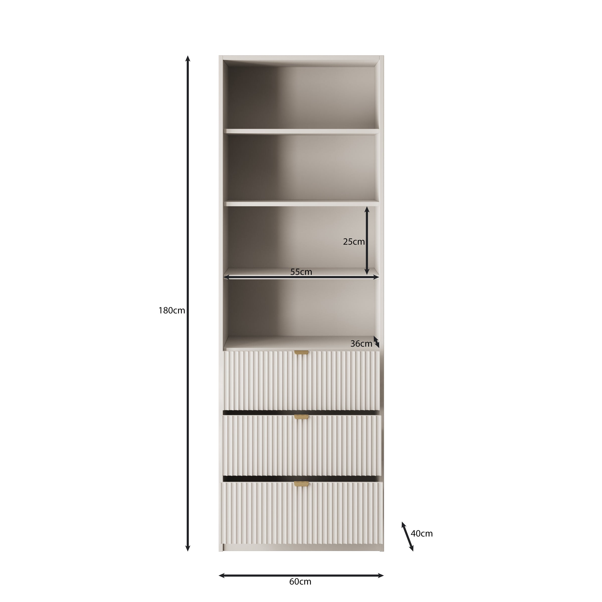 Tavares - Boekenkast - Zwart - 60x40x180 cm