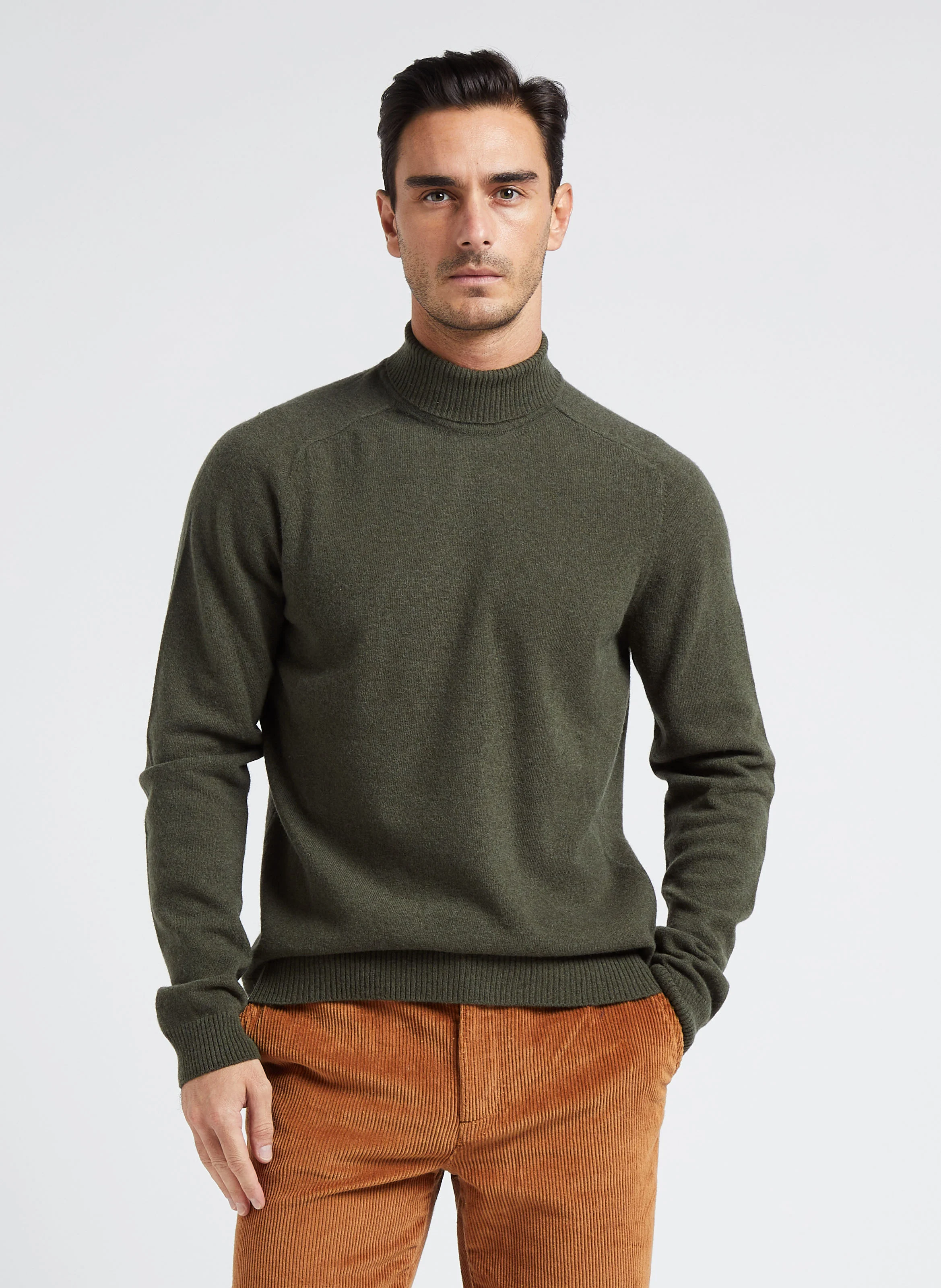 Col roulé regular-fit en laine | Vert