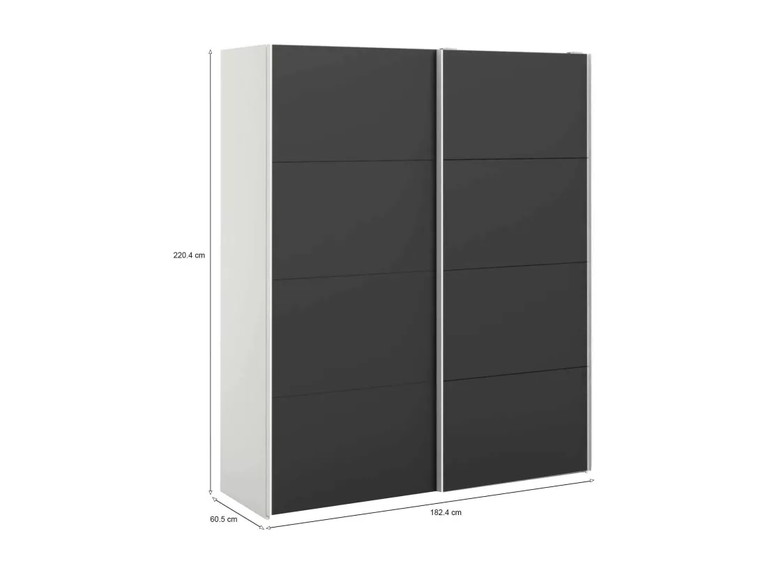 Garde-robe 2 portes Paeng, Meubles de chambre, Penderie de plain-pied, Placard à vêtements, 182x61 h220 cm, Blanc et Noir