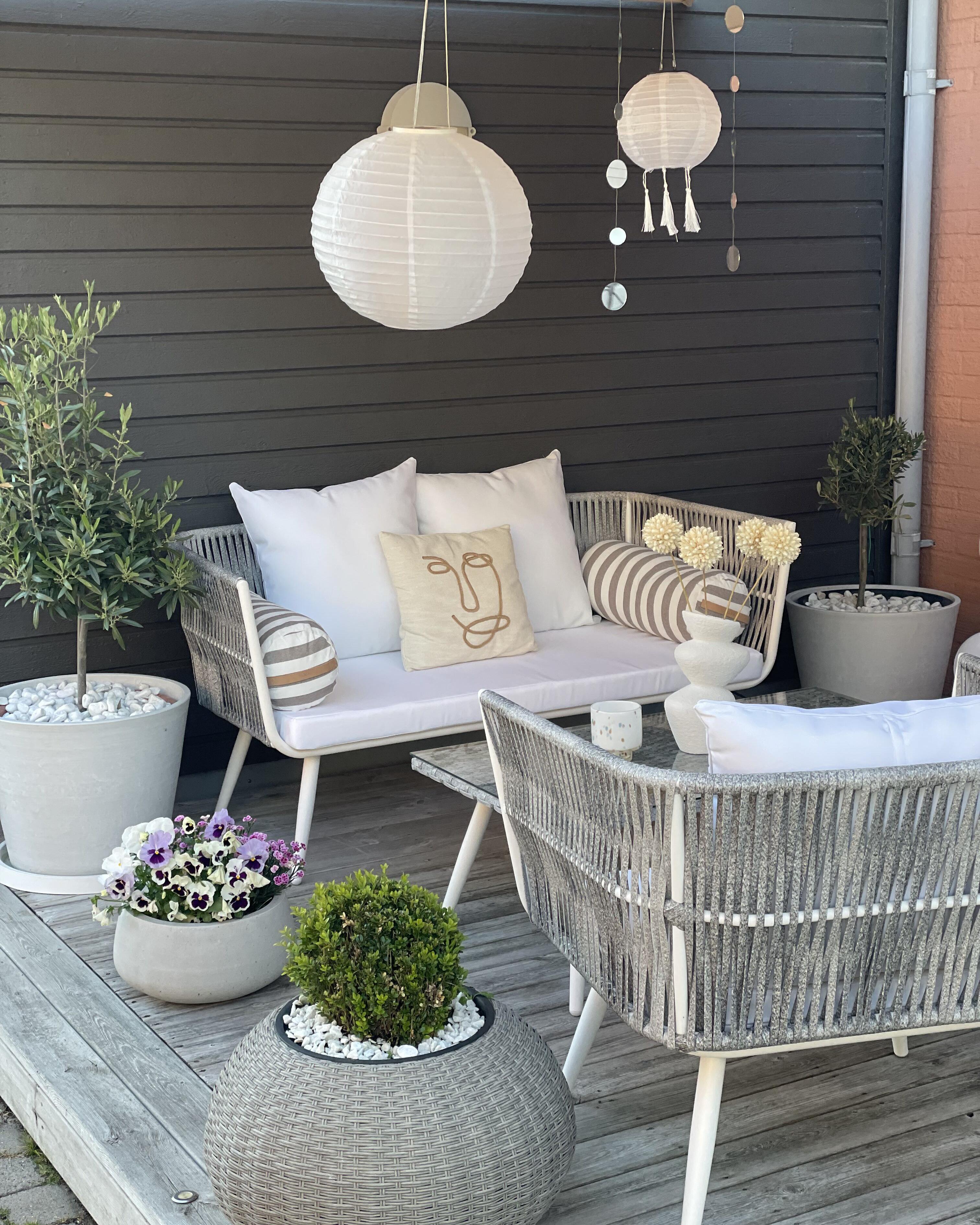 Loungeset met tafel 4-zits RAGUSA PE rotan Gebroken wit