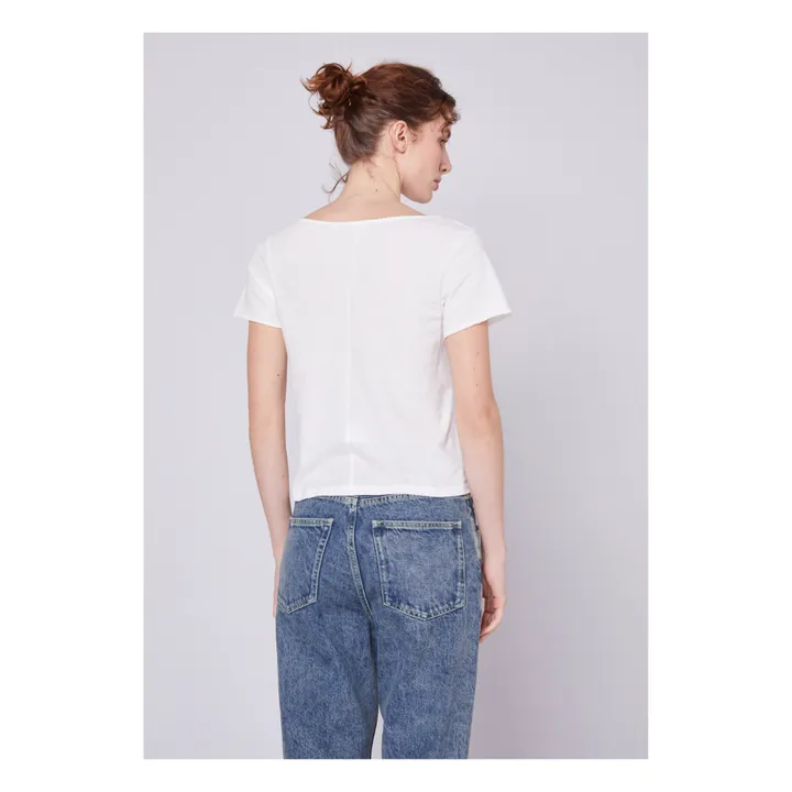 American Vintage T-shirt Col V Aksun | Blanc