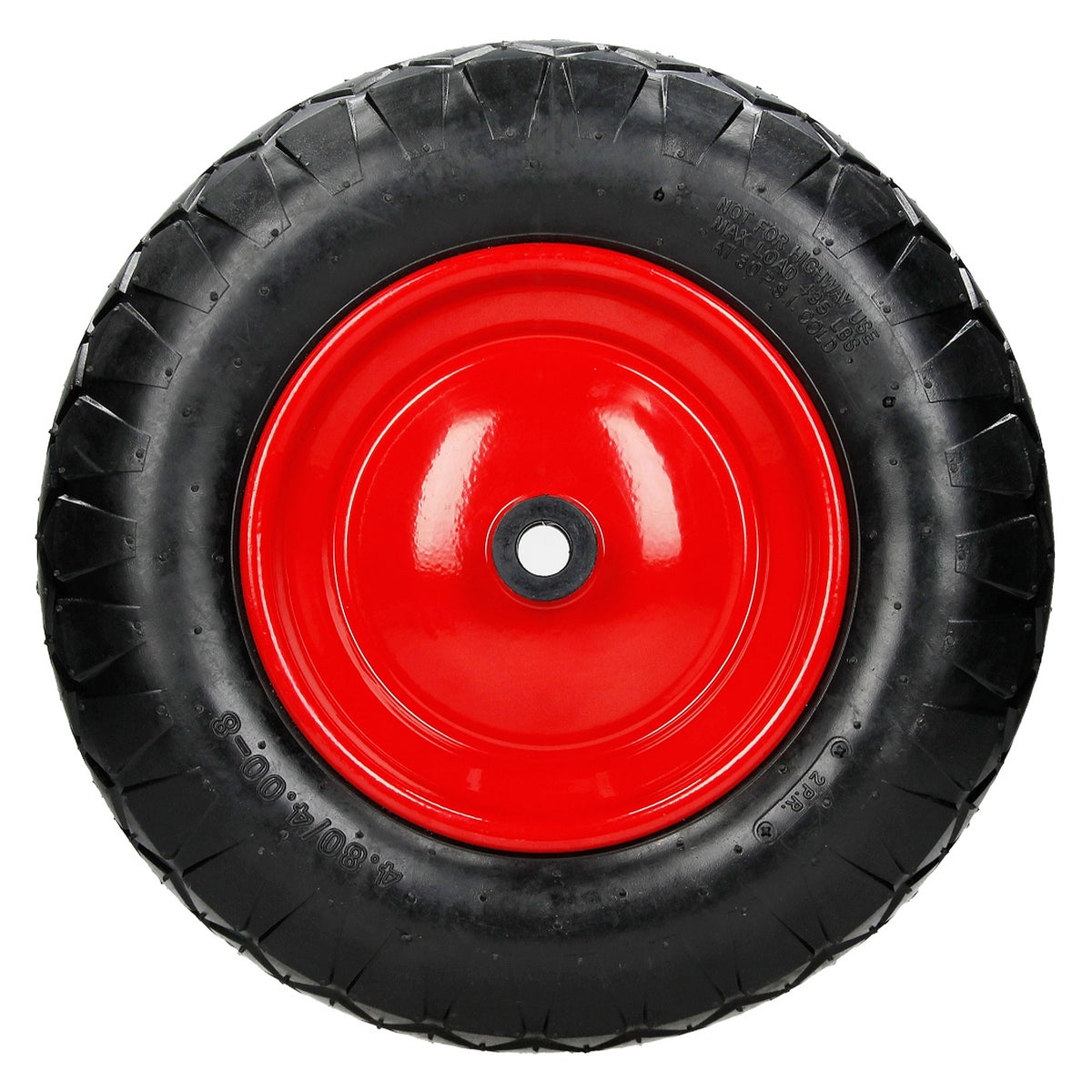 ECD Germany kruiwagenwiel, luchtband met as, 4.80/4.00-8, diameter 390 mm, breedte 95 mm, 200 kg, band met stalen velg, rood, luchtreservewiel, luchtband voor kruiwagens en tuinkarren
