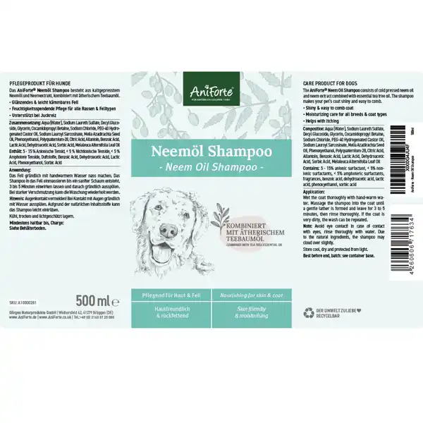 Neemöl Shampoo für Hunde