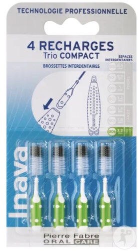 Inava Trio Compact Brosse Interdentaire Recharges Vertes ISO 6 2,2 mm 4 Pièces