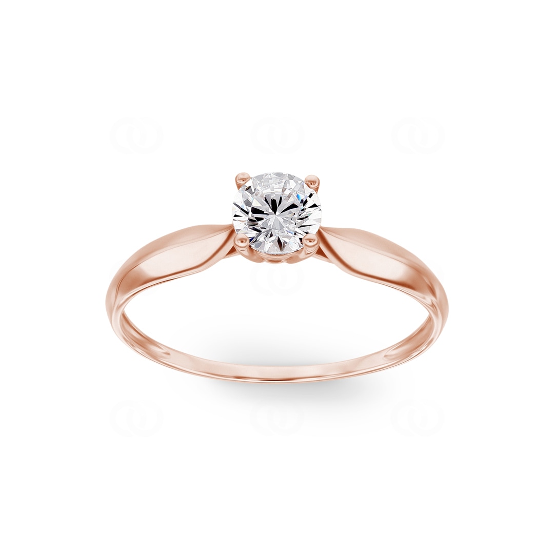 Solitärring 750/18 K Roségold mit Zirkonia 4-Griff
