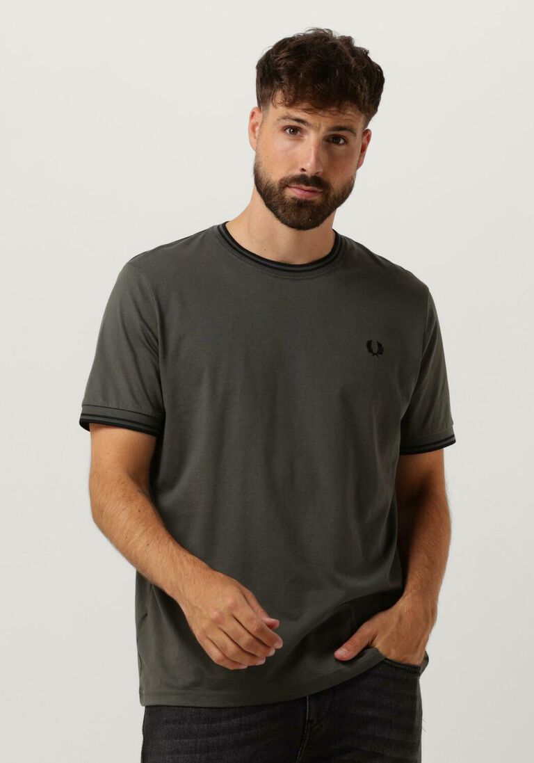 FRED PERRY olijf fred perry t-shirt twin tipped t-shirt