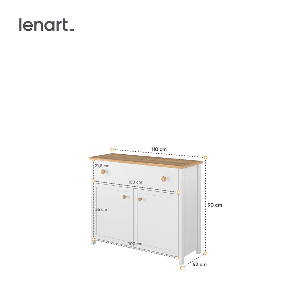 by fonQ Havin Dressoir H 90 x B 110 cm - Wit / Nash Eiken