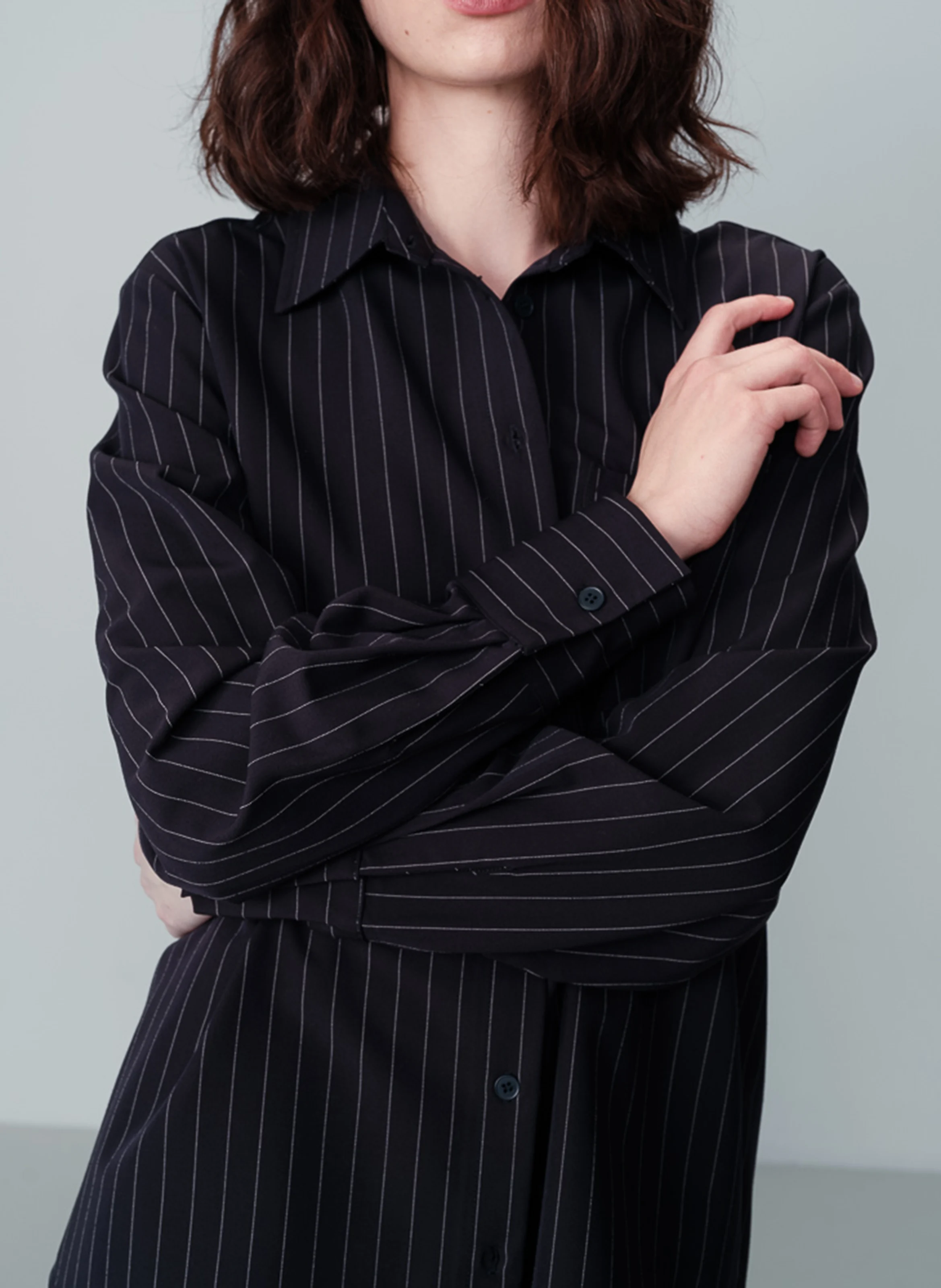 NAWELLE - Chemise col classique ample rayée | Bleu