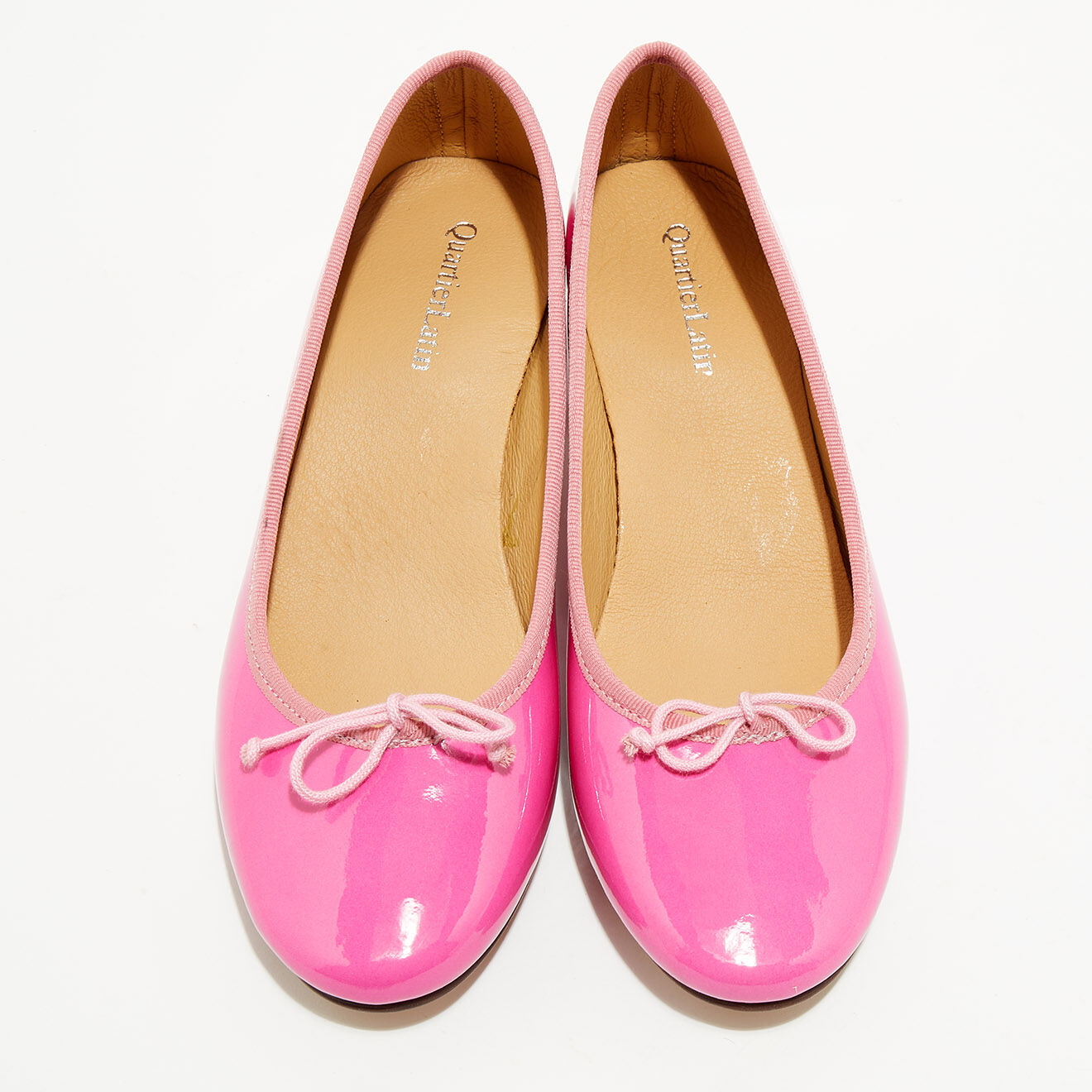Quartier Latin Ballerines trotters en Cuir verni Diane roses - Talon 4 cm