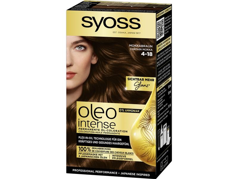 Syoss oleo intense Haarcoloration Oleo Intense 4-18 Mokkabr Permanente Öl-Haarfarbe für tiefere Farbintensität und Haltbarkeit