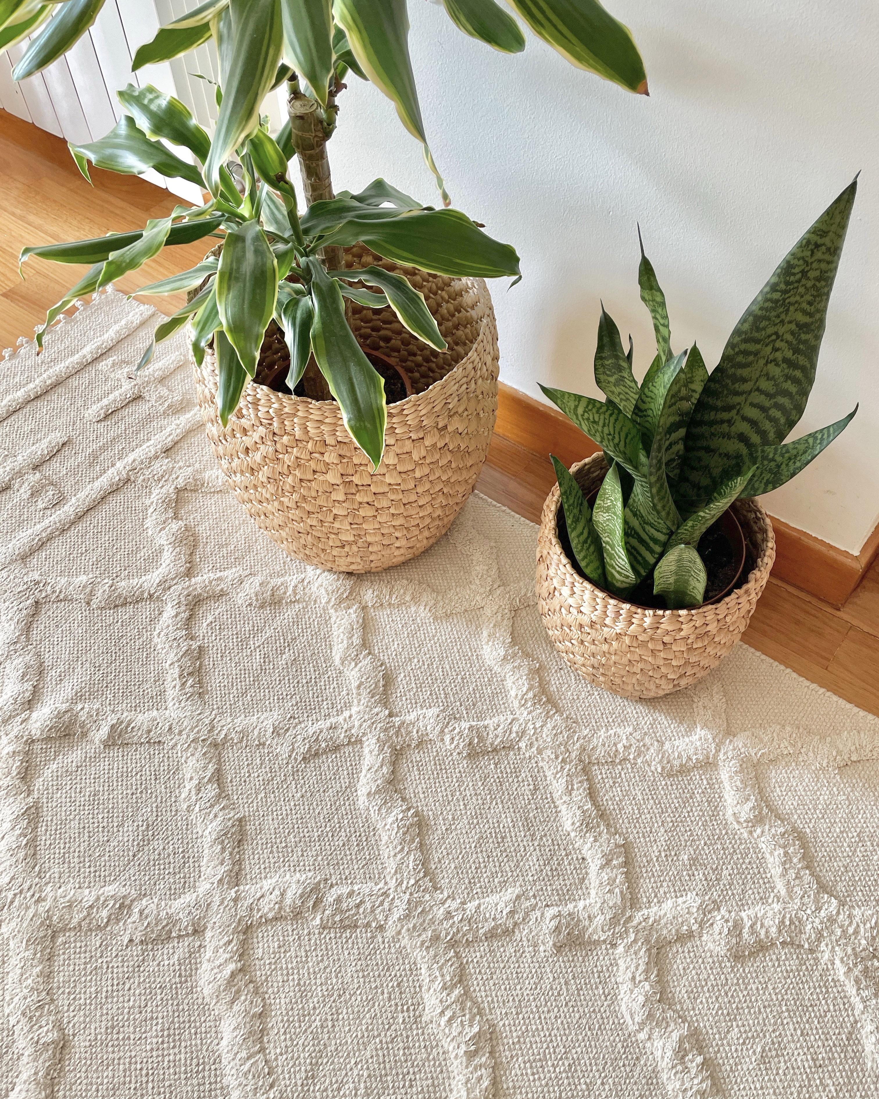 Vloerkleed TOZLU Beige 80 x 230 cm Katoen